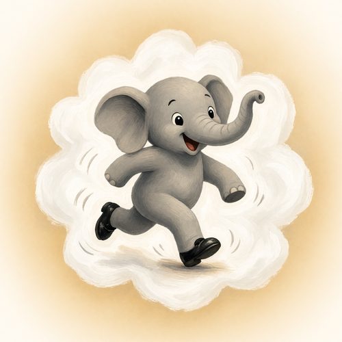 An elephant tap-dancing on a fluffy cloud.